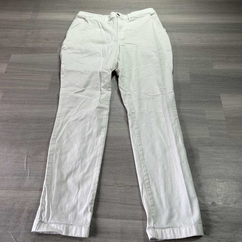 Garnet Hill Pants Womens 10 (30x30) White Pima Twill Chino Straight Stretch